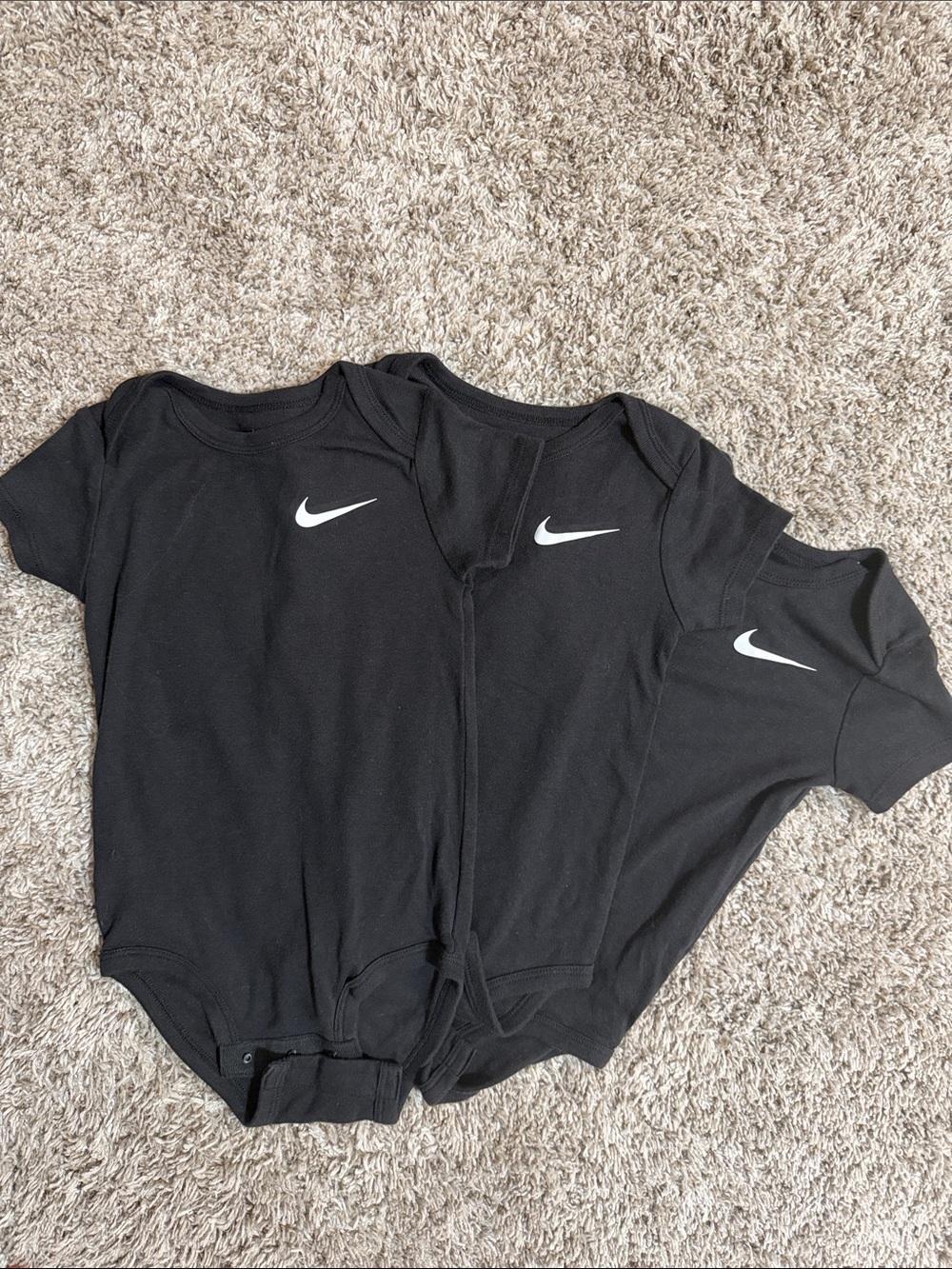 Nike Black Baby One-Piece Bodysuits with White Swoosh - 3 Pack- 24 Months